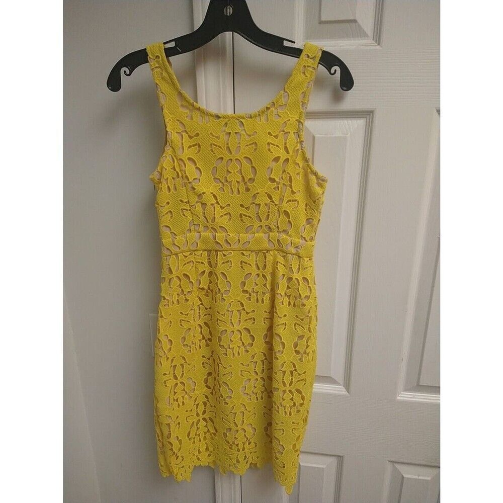 Banana Republic Embroidered Sleeveless Dress 00p Yellow Boho Feminin Cottagecore - Picture 4 of 10